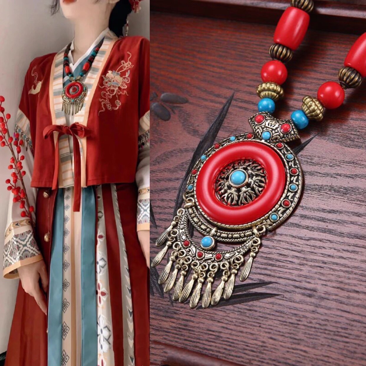 欧美时尚项链波西米亚民族风长款古风汉服铃铛毛衣链女百搭配饰品