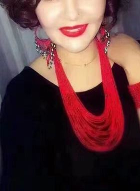 新疆苗族蒙古红色项链耳环包邮