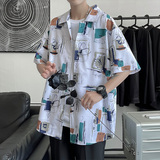 2021夏季新款短袖衬衫港风宽松大码半袖衬衣CS3002，男装衬衫，星座810(原QT5070)