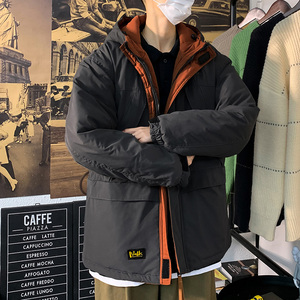海报景 港风棉袄男士连帽工装多口袋棉衣冬装棉服SY03图片