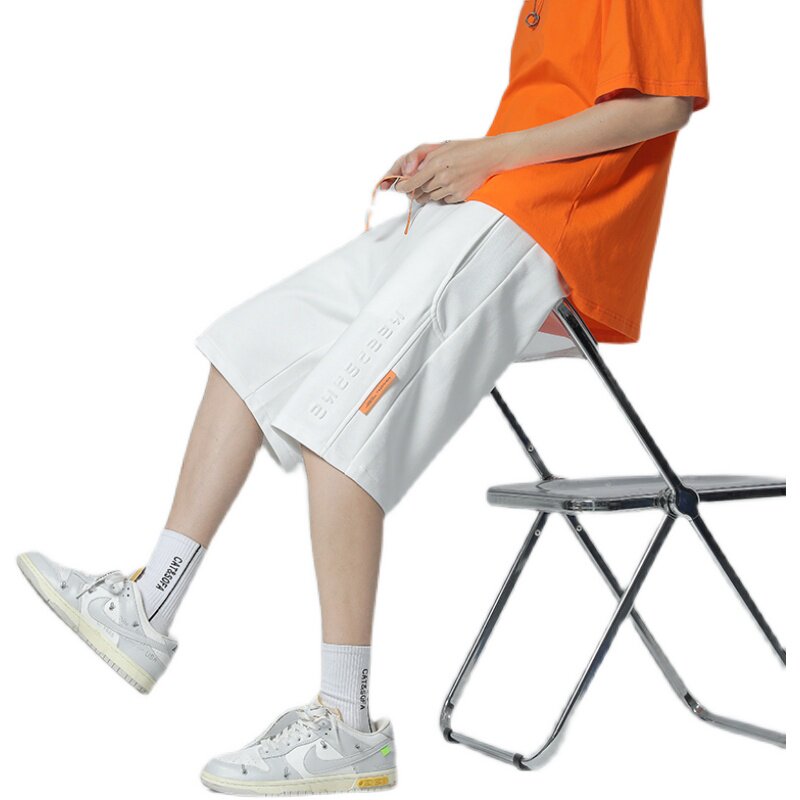 2022夏季简约休闲裤潮男个性压花短裤五分裤卫裤D,男装休闲裤,星座810(原QT5070)