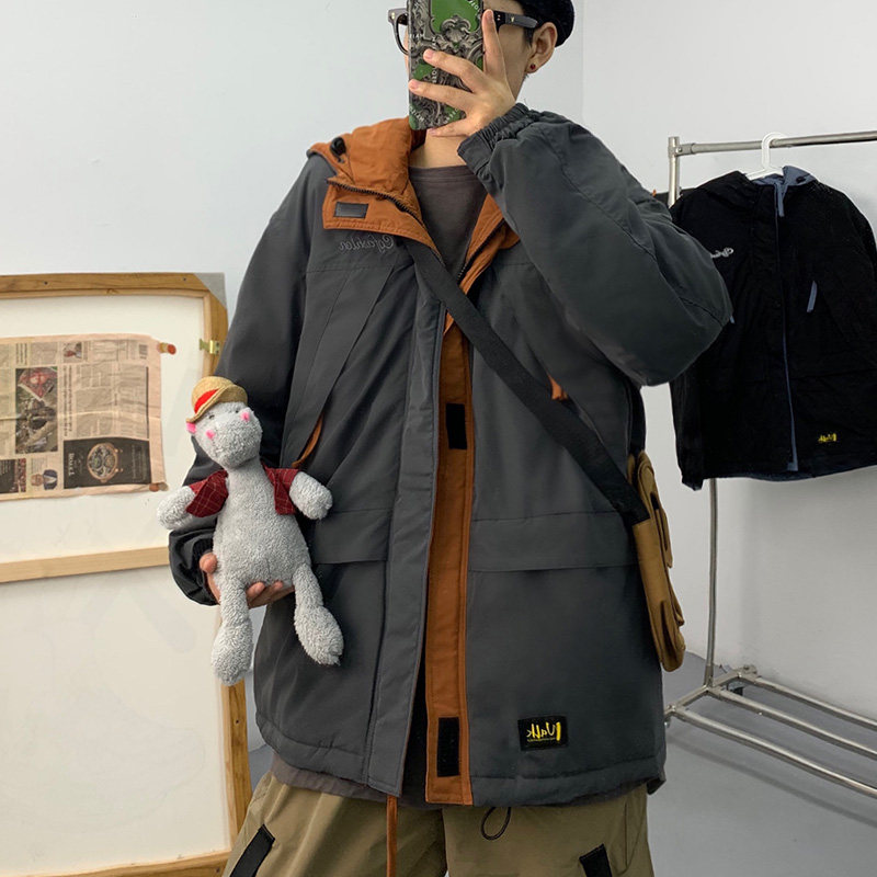 港风工装棉衣男加厚冬季棉服外套连帽拼接棉袄SY03,男装棉衣,星座810(原QT5070)