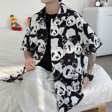 2022港风新款休闲短袖衬衫潮男百搭宽松花衬衣CS3501，男装衬衫，星座810(原QT5070)