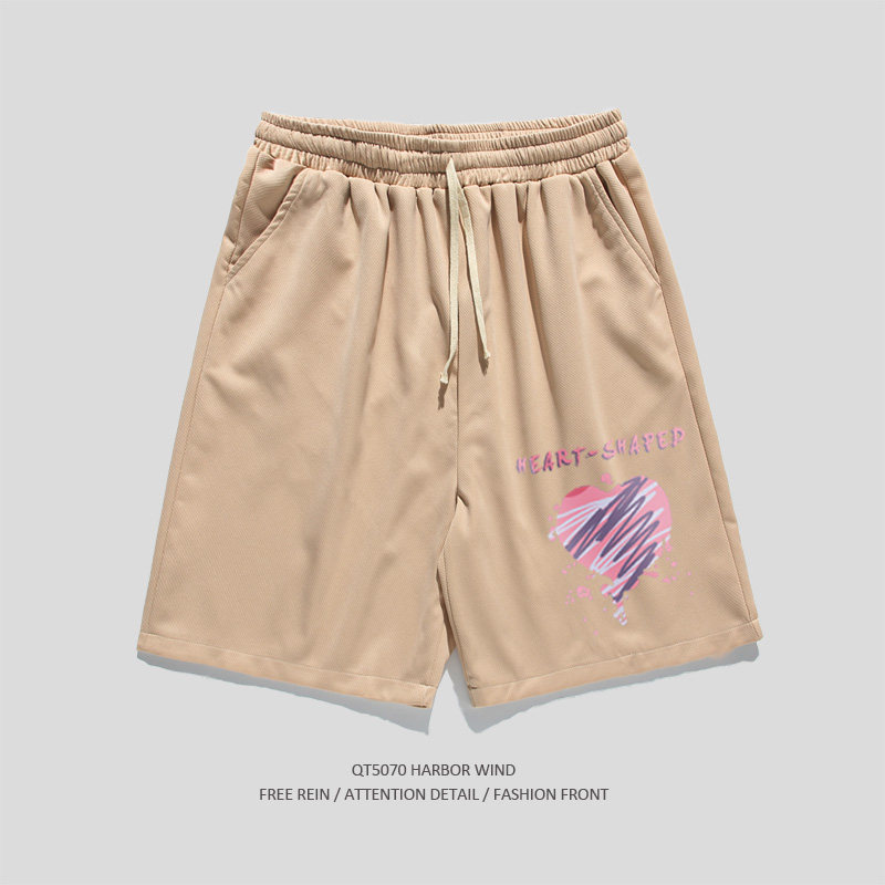 2022夏季新款男士爱心印花跑步裤运动短裤DK1205-p25控38,男装休闲裤,星座810(原QT5070)