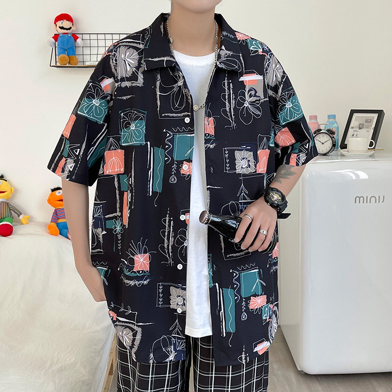 2021夏季新款短袖衬衫港风宽松大码半袖衬衣CS3002,男装衬衫,星座810(原QT5070)