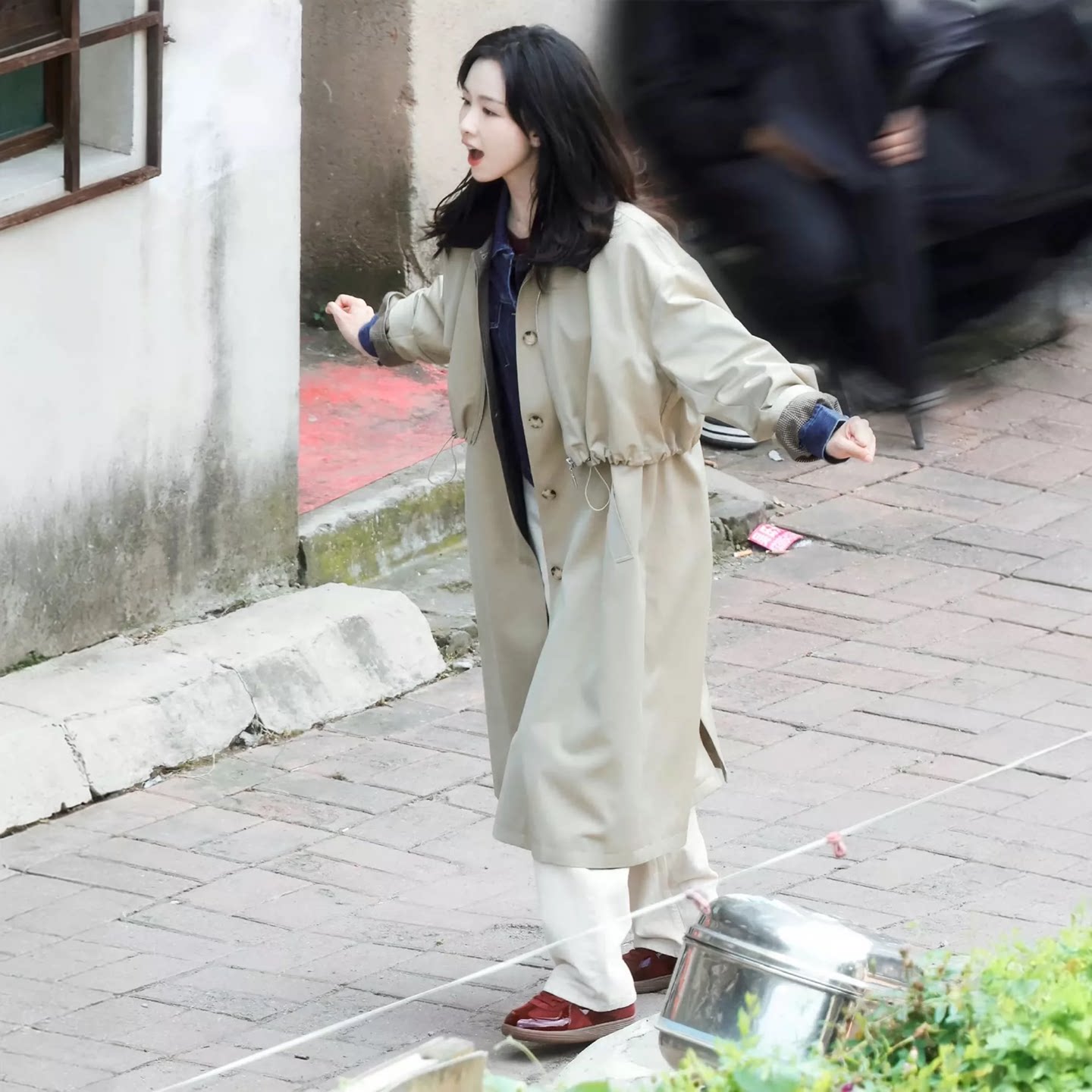 中长款宽松显瘦风衣假两件外套