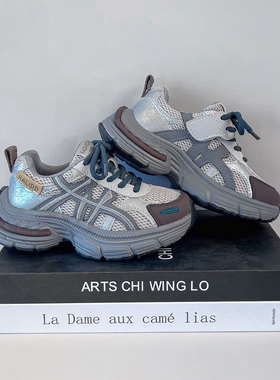 灰色运动鞋女童鞋子2026新款春秋季韩版男童老爹鞋儿童跑步软底鞋