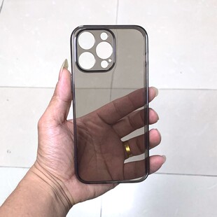 适用于iPhone14 Pro Max透黑直边硅胶软壳苹果的13pro透明手机壳16plus全包防摔12透紫保护套11男15软壳xr女