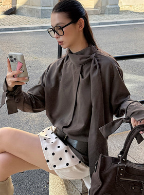 MMFISH时髦街头立领系带设计感衬衫宽松小众上衣25C388