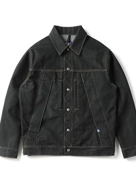 25AW秋装新品日系紫标牛仔夹克休闲复古水洗翻领工装外套男5407