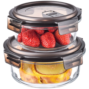 安买伯格玻璃保鲜盒上班饭盒微波炉加热便当盒耐高温汤盒圆形餐盒