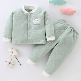 女宝宝男婴儿纯棉保暖内衣秋衣服0新生3春装 1岁12个月6 春秋冬套装