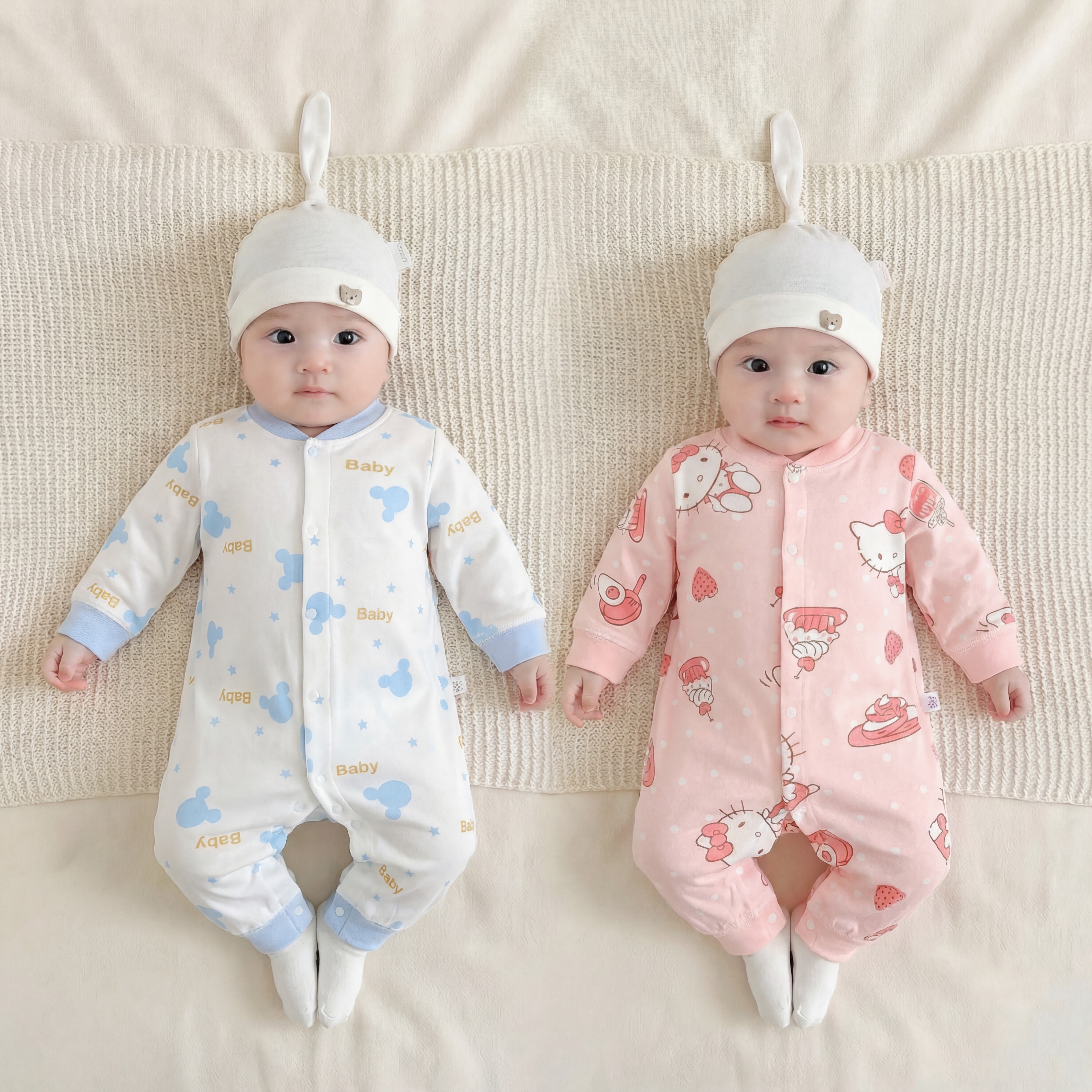 婴儿衣服纯棉秋冬打底内衣新生儿连体衣宝宝哈衣爬服无骨睡衣春装