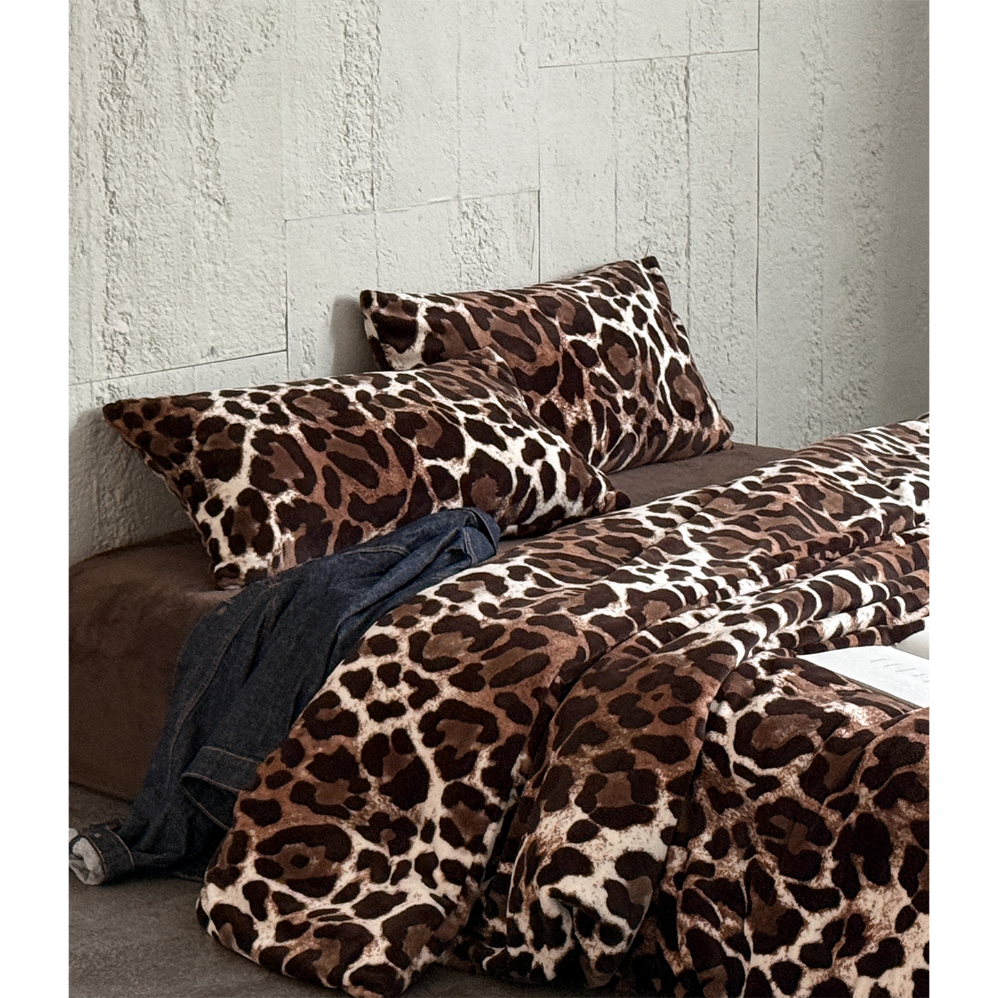 法式奢华豹纹冬季保暖原绒毛绒床上四件套简约加厚牛奶绒床单被套