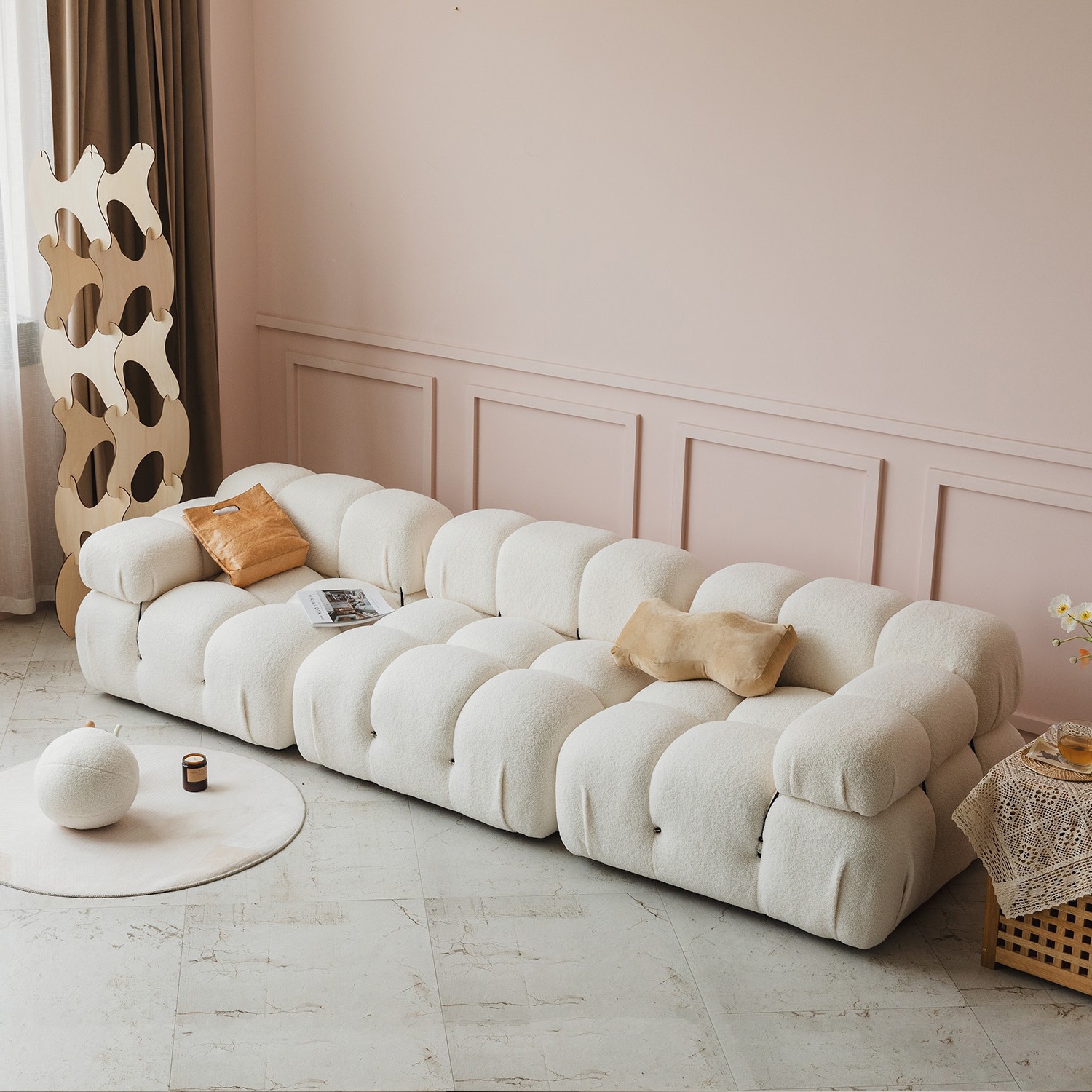 意式轻奢极简绒布中古in