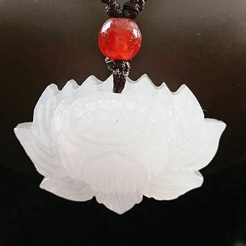 天然玉石莲花吊坠阿富汗白玉雪莲花吊坠莲花挂件项链