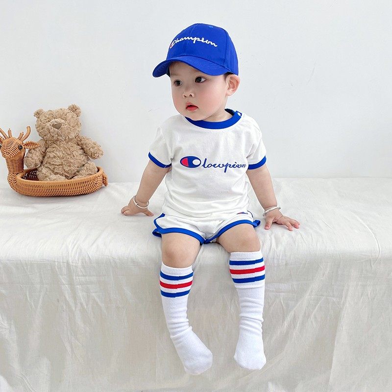 婴儿夏季套装网红帅气男女儿童纯棉短袖运动两件套宝宝夏装衣服潮