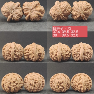 白狮子02文玩核桃一物一图，南疆石白狮子苹果园磨盘宫灯小众山