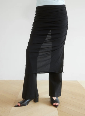 日单searoom 原单2025夏新款薄款设计感褶皱荷叶边外裙长裤套装女