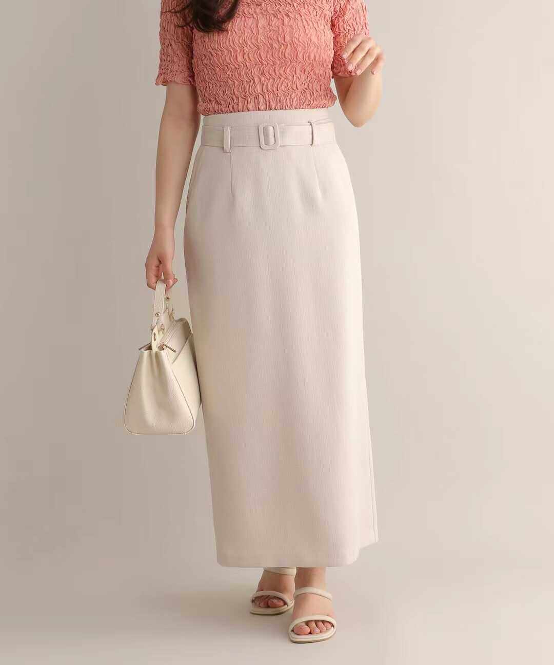 原单开衩薄款收腰微包臀裙职场风