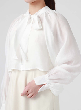 日单archives原单2023年夏新款纯色百搭宽松薄款系带衬衫短上衣女