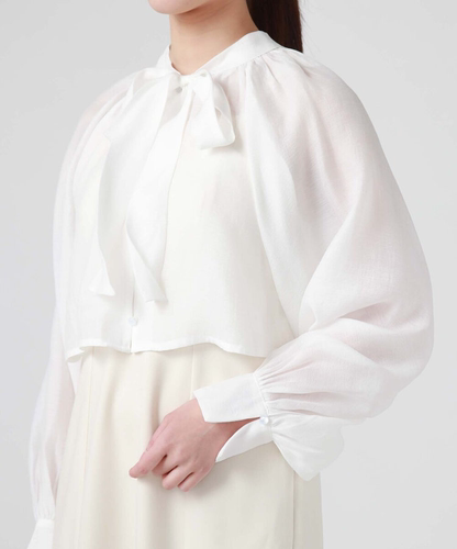 百搭宽松薄款系带衬衫短上衣女