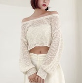 日单heather 女 毛针织衫 原单2023早秋慵懒风镂空套头宽松长袖 罩衫