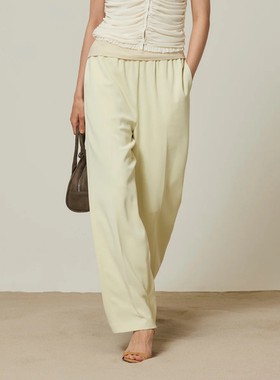 日单searoom 原单2025夏新款薄款百搭舒适松紧腰阔腿裤休闲长裤女