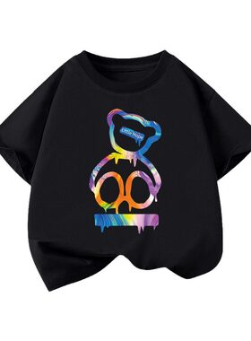 品牌特价撤柜男女童短袖t恤纯棉衣服卡通熊中大童t恤上衣夏 T9022