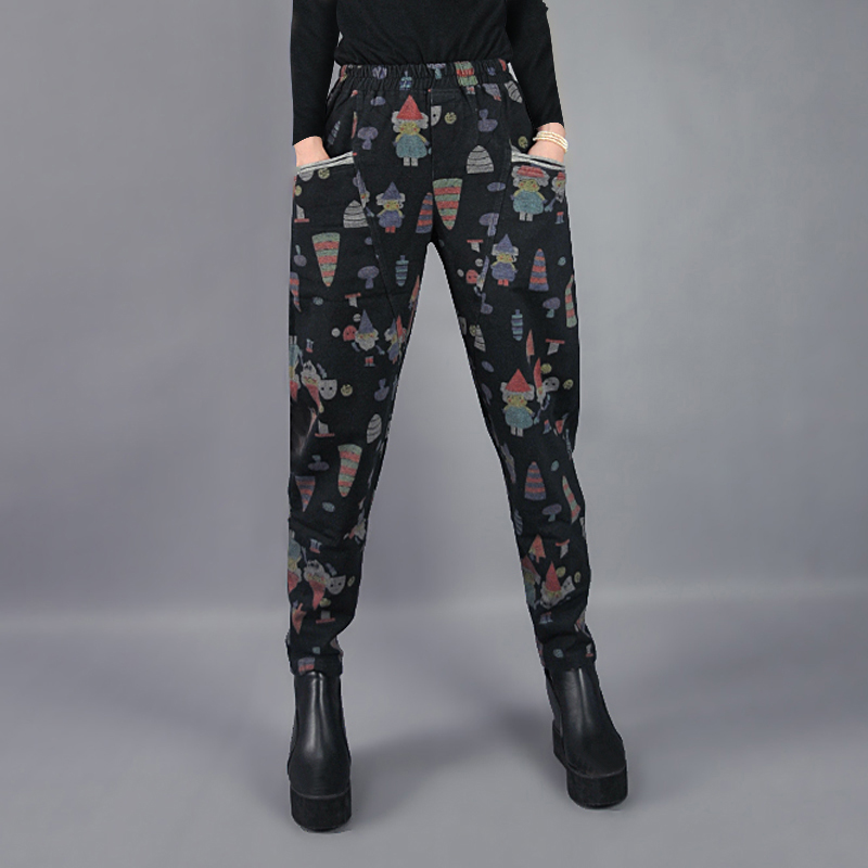 高腰其他百搭印花长款花色裤