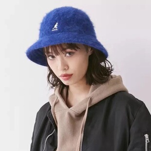 KANGOL袋鼠潮牌圆顶秋冬款兔毛渔夫帽盆帽泫雅同款超火帽子女戴