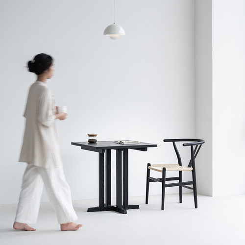 叁几白蜡木侘寂风方形咖啡桌餐桌