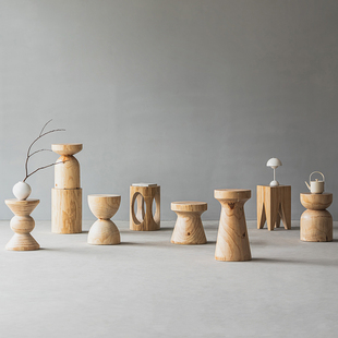 叁几 一条条木墩 实木原木茶几凳子家用矮凳民宿边几摆件根雕茶台