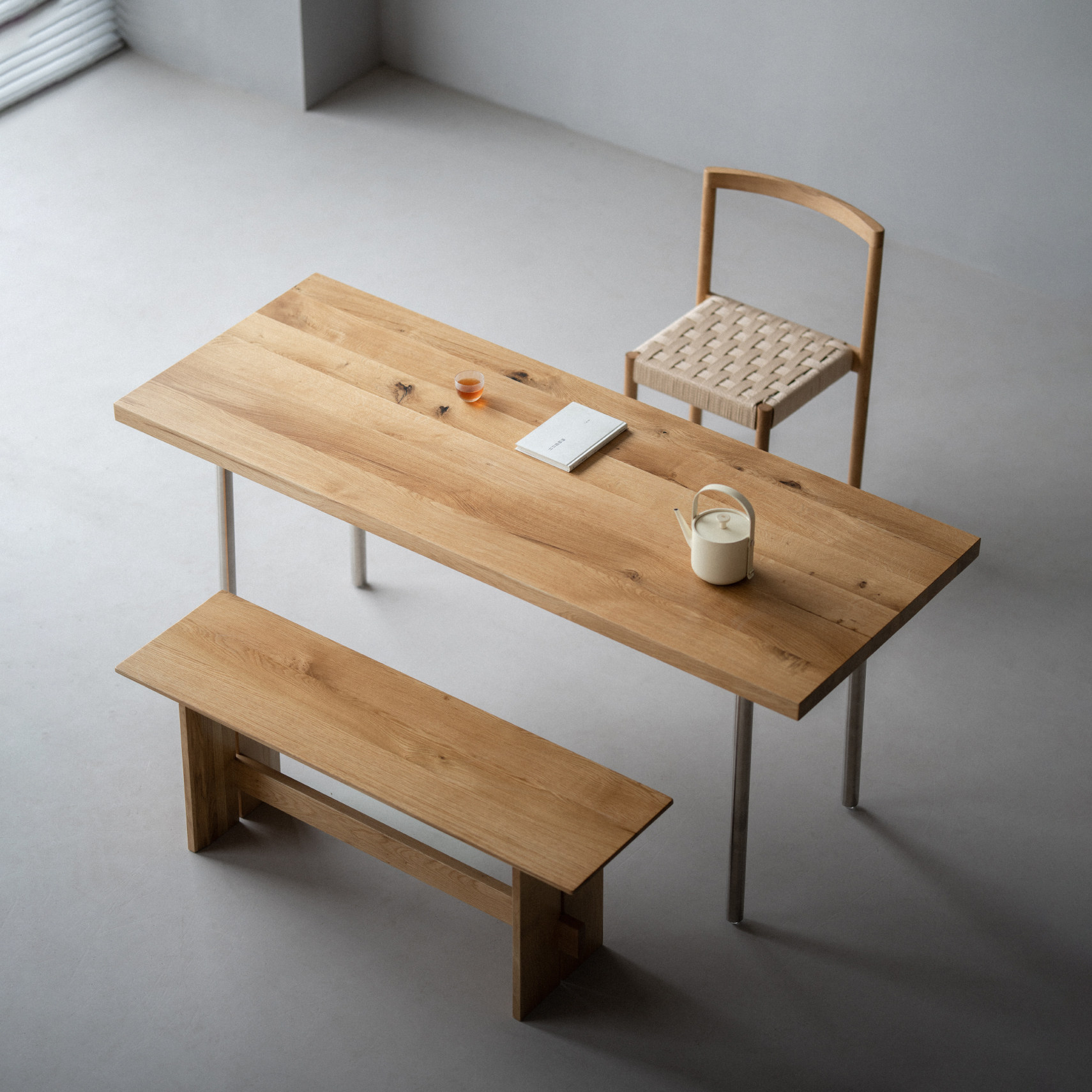 叁几 小坐 法国白橡木原木书桌设计师款现代简约长方形办公学习桌