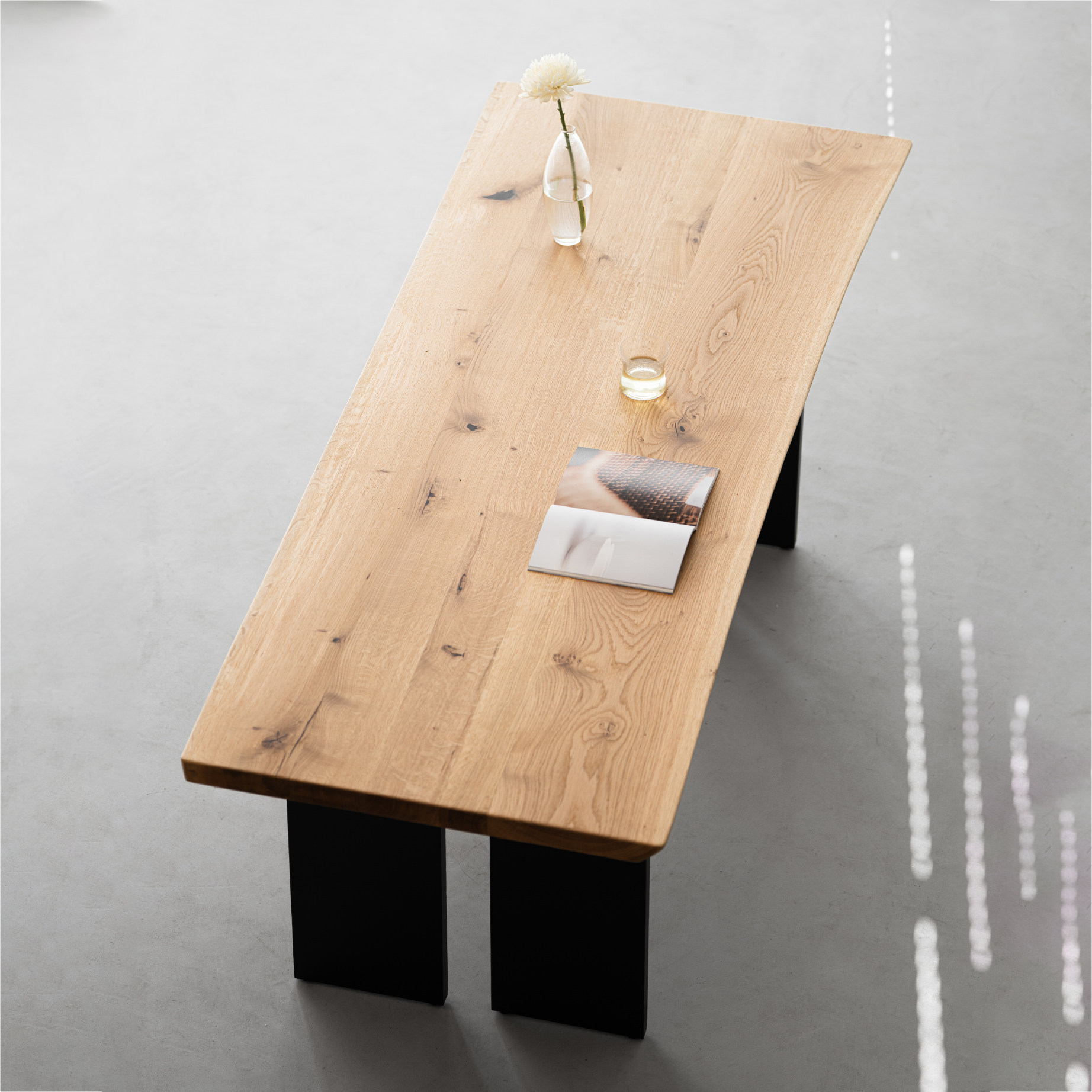 叁几 云谷 实木餐桌长方形极简原木风书桌侘寂风白橡木大板桌子