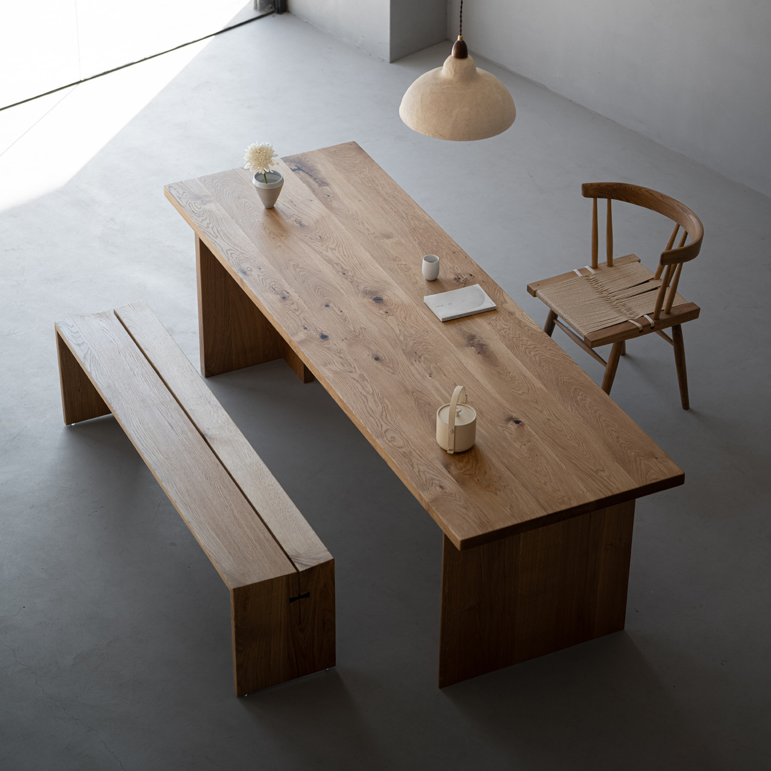 叁几 三寻 法国白橡木餐桌原木风实木简约侘寂风大板长桌书桌茶桌,住宅家具,实木餐桌,淘宝优惠券,粉丝福利购,淘宝优惠卷