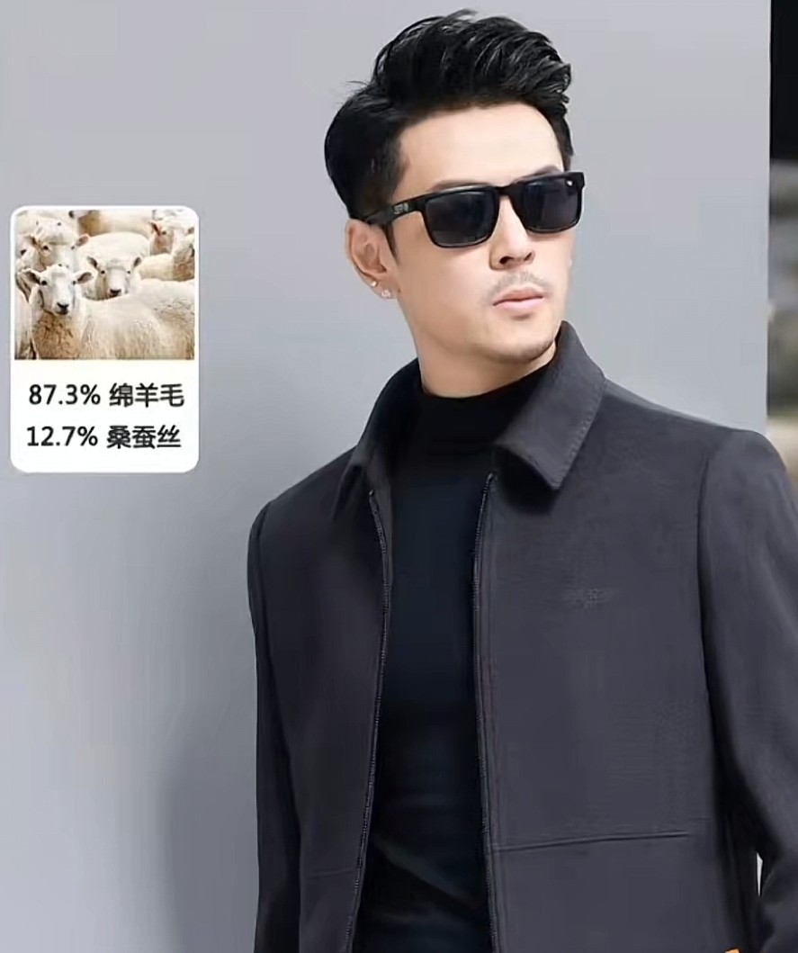 男人船王卡麦隆鳄鱼羊毛夹克商务休闲毛呢外套翻领茄克加厚保暖