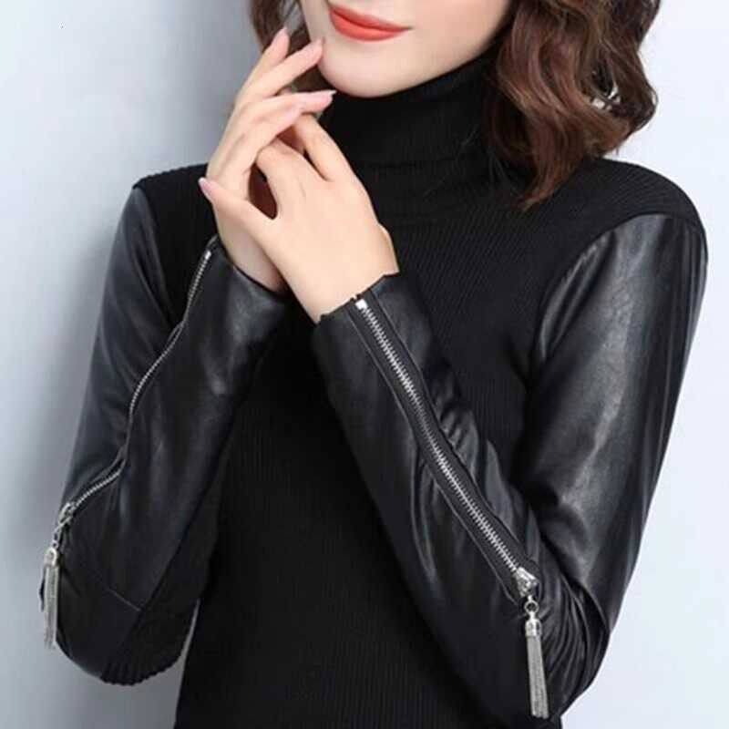 搭配皮草马甲的内搭棉袖子加绒加厚毛衣皮袖打底衫女冬羽绒袖小衫