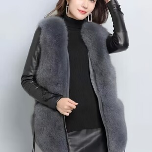 搭配皮草马甲的皮袖打底衫女冬羽绒棉袖毛衣袖子加棉加绒加厚内搭