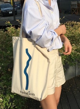 小布自制 韩国小众设计品牌unfold新款单肩帆布包ins热布袋购物袋