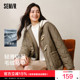 森马棉服女仿羊羔毛马甲防水轻薄棉衣牛角扣冬新款 宽松文艺两件套