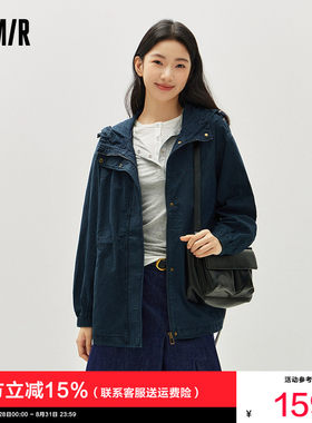 森马收腰宽松中长款牛仔外套女