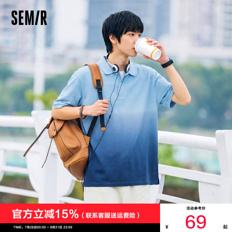 森马纯棉T恤渐变绣花POLO衫男装图片