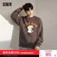 森马×RYO艺术家系列卫衣男时髦绣花咖啡色冬季 字母圆领上衣宽松
