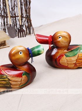 韩国原装进口鸳鸯木雕装饰摆设/婚礼摆件/大号/H-P01782