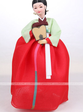 韩国进口传统人偶/贵夫人韩服娃娃/韩国料理店摆设品/H-P02935
