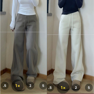 lulu同款scuba阔腿裤宽松运动裤高腰显瘦百搭拖地卫裤女加绒裤子
