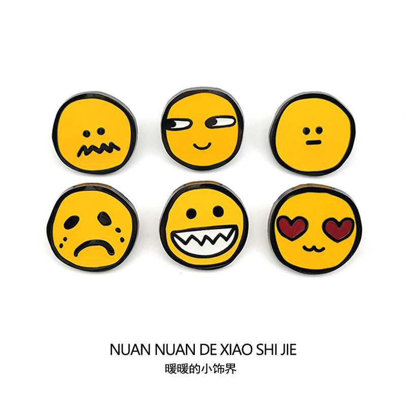 搞怪脸部表情胸针微笑发呆苦恼纠结哭泣金属徽章背包别针配饰