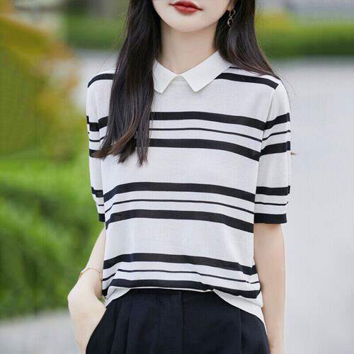 法式复古条纹莱赛尔针织
