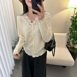 春夏女款2026新款漂亮薄款蕾丝毛衣开衫外套女短款小个子针织上衣